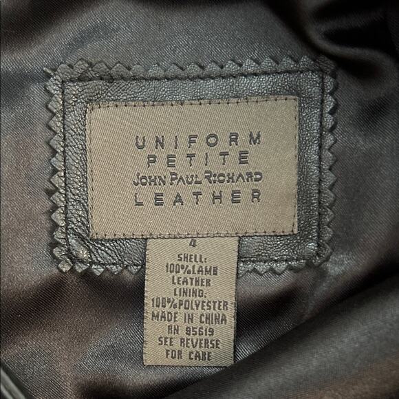 Vintage Uniform Petite John Paul Richard Lamb Leather Black Mini Skirt, Size 4 - Picture 8 of 8